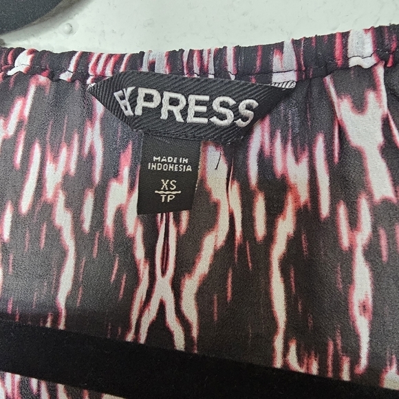 Express Sheer Abstract Multicolor Print Black Lace Accents Size XS - Picture 3 of 8